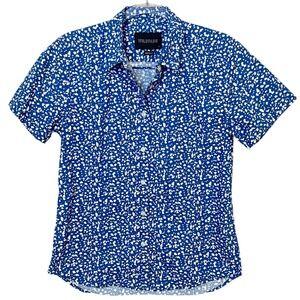 Wildfang The Essential Short Sleeve Button Up Blue Speckle Size Small